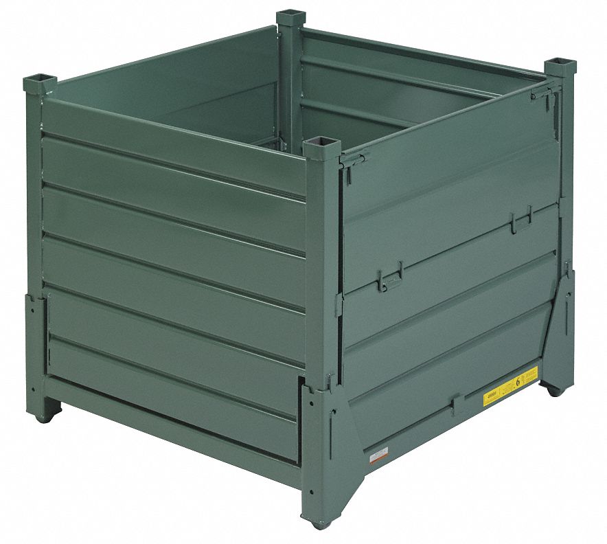 SHIP SHAPE Bulk Container: 27.5 cu ft, 45 in x 45 in x 33 in, Includes Lid,  2-Way Entry, Stackable