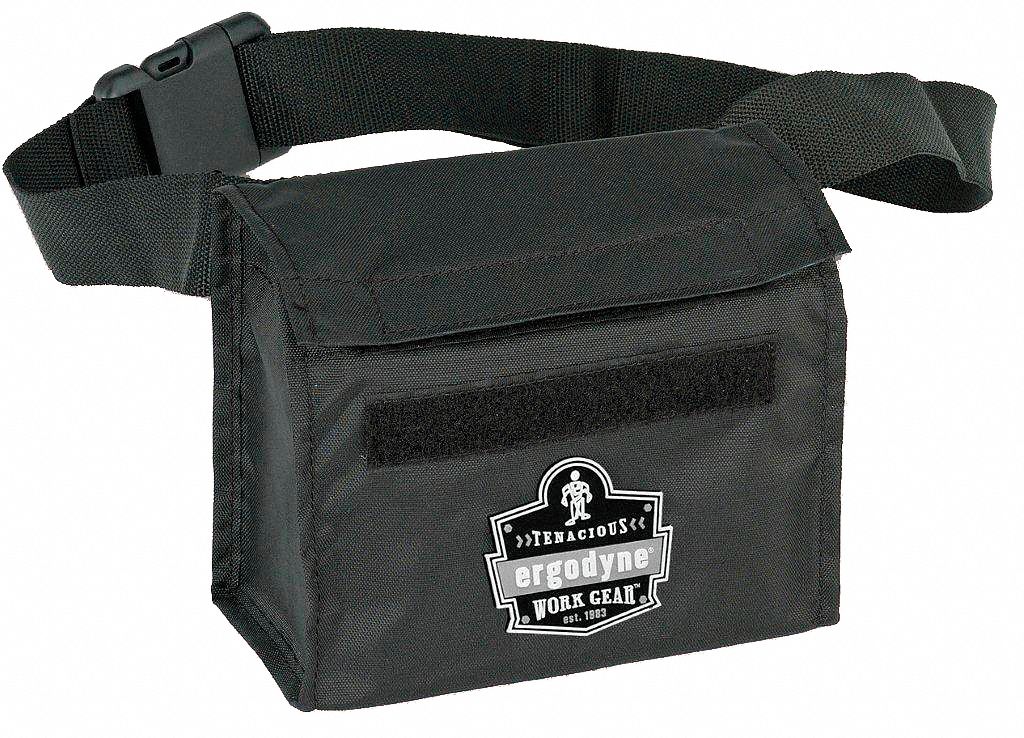 RESPIRATOR BAG, 420D NYLON, BLACK, 8½ X 3½ X 6½ IN, 135 CI, INCLUDES WAIST STRAP