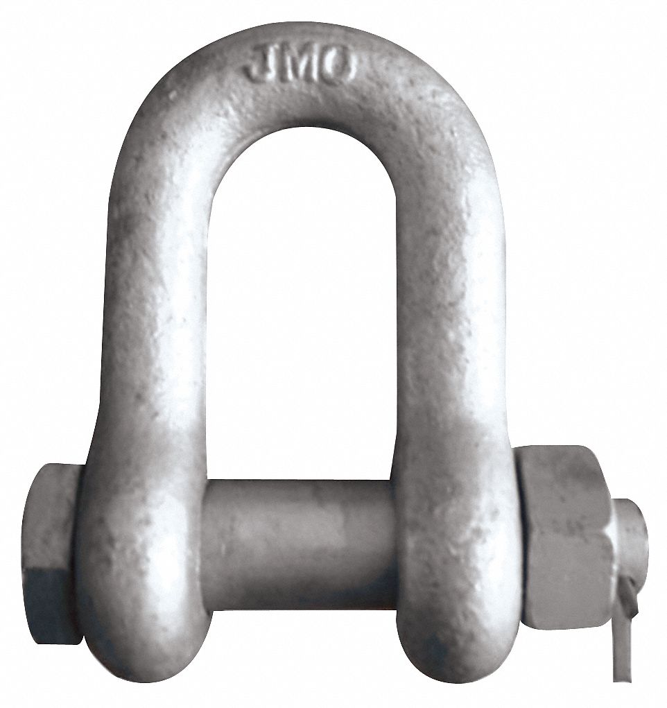 D Shackle, Steel Body Material, Steel Pin Material, 2 in