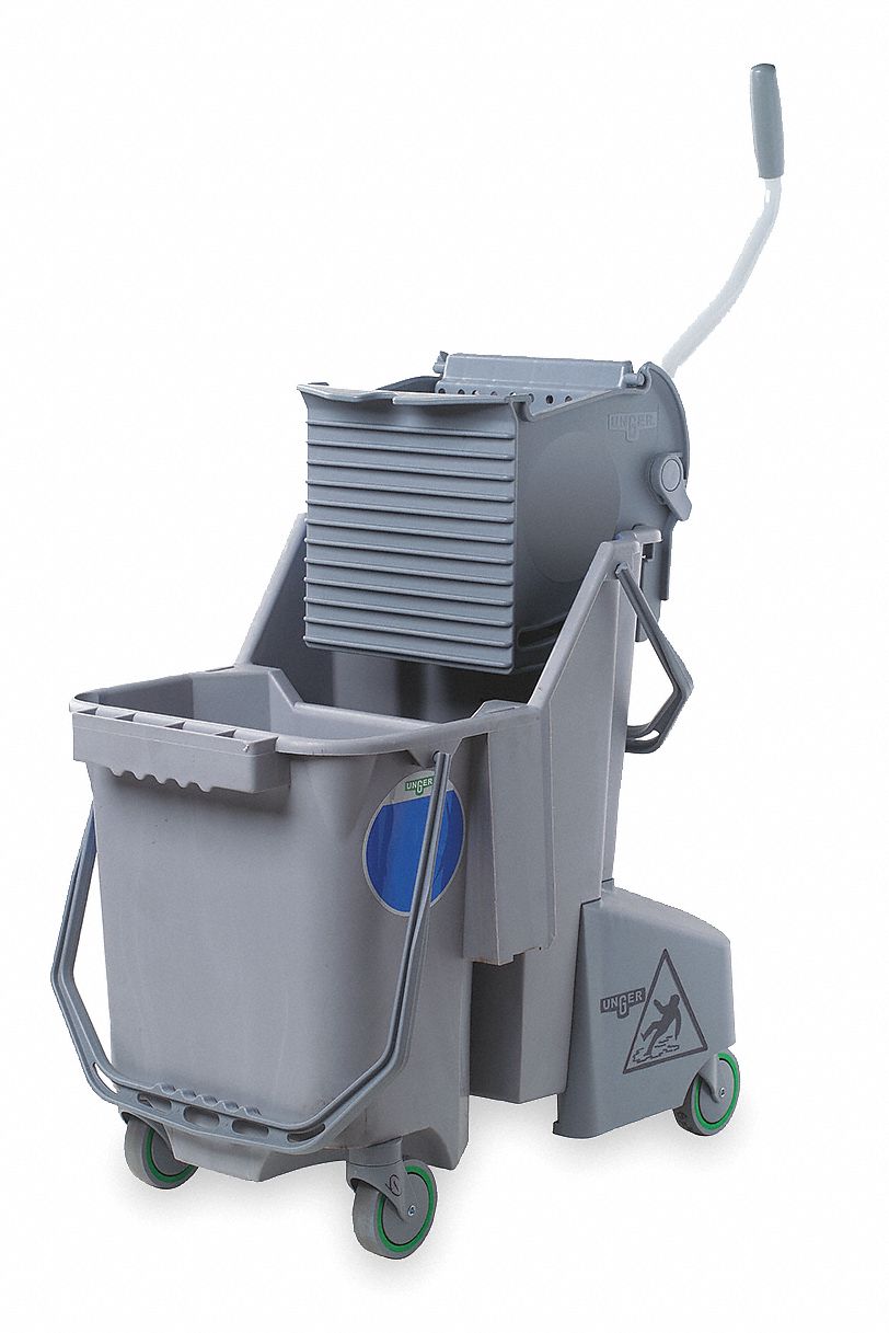 MOP BUCKET AND WRINGER,GRAY,8 GAL