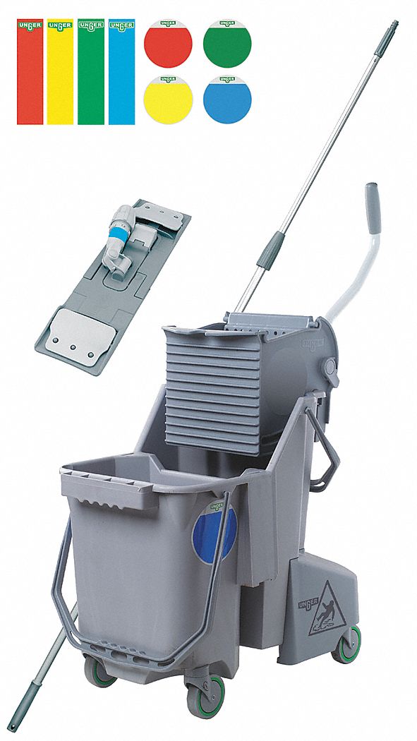 MOP BUCKET AND WRINGER,GRAY,8 GAL