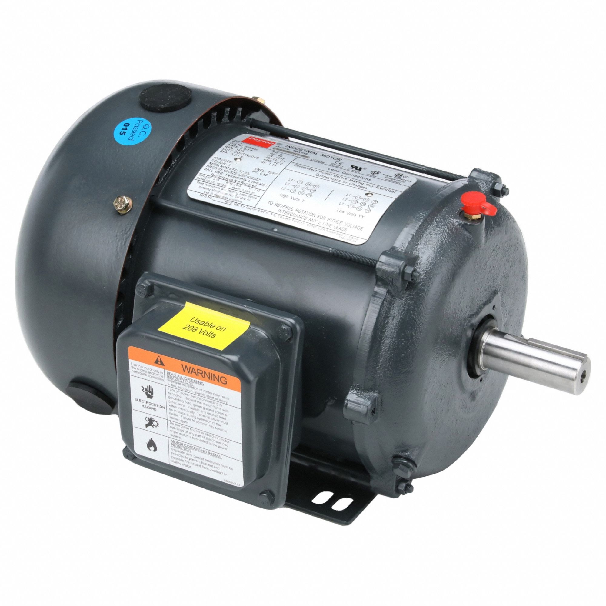 MOTEUR,3 PH,1 HP,3450,208-230/460V,EFF