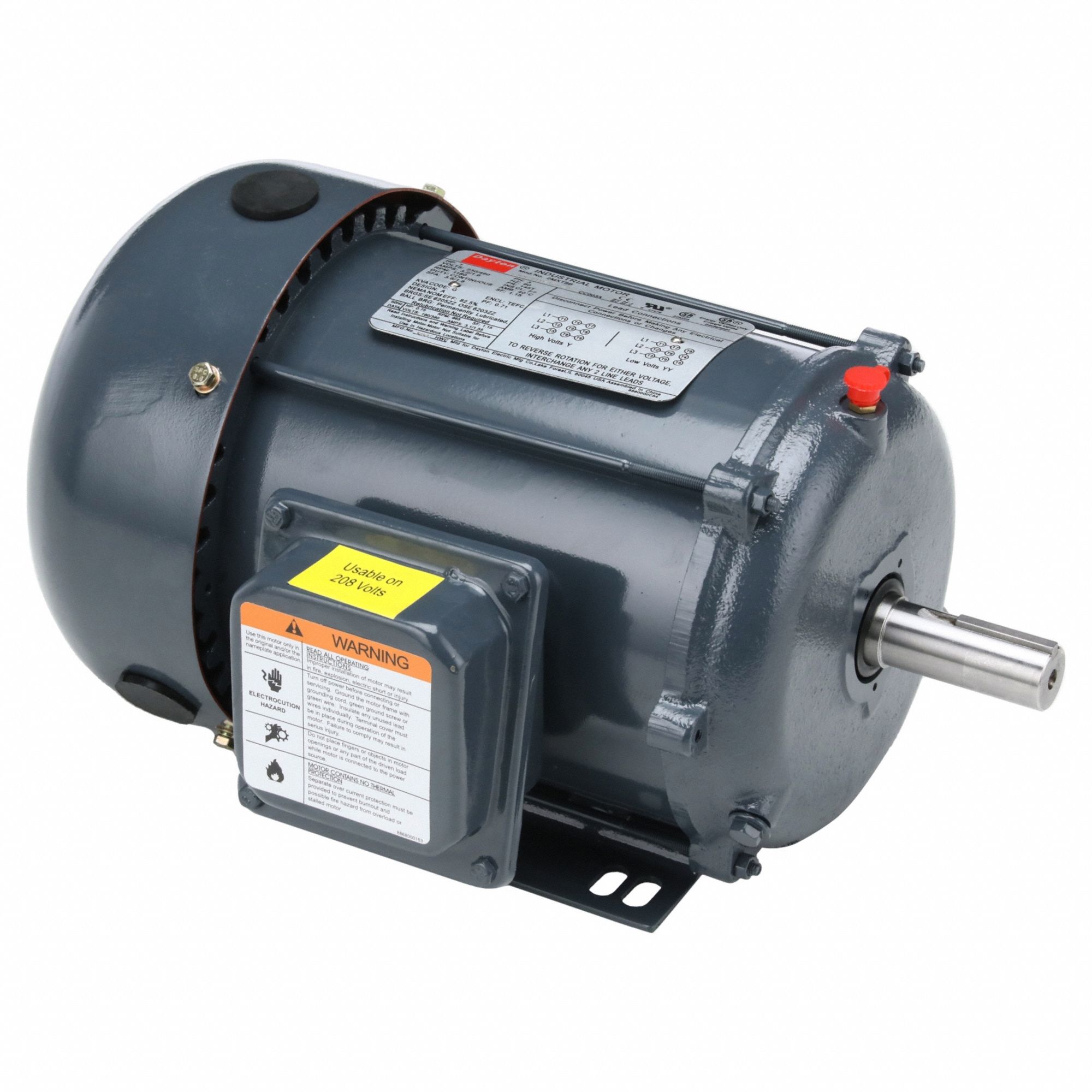 General Purpose Motor: Totally Enclosed Fan Cooled, Rigid Base Mount, 1 HP, 230/460V AC