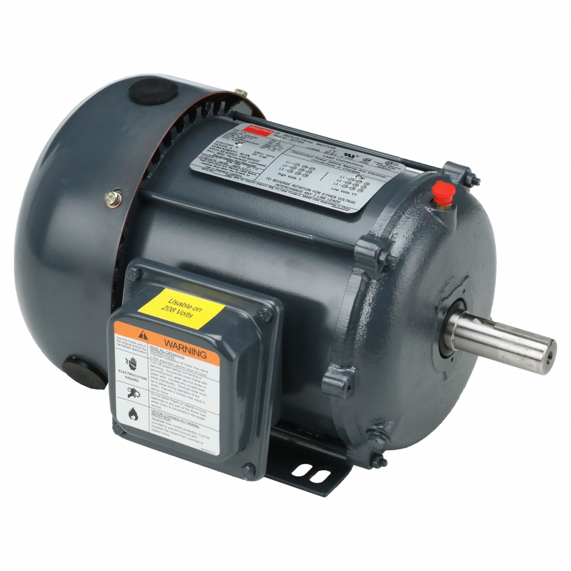 General Purpose Motor: Totally Enclosed Fan Cooled, Rigid Base Mount, 1 1/2 HP, 230/460V AC