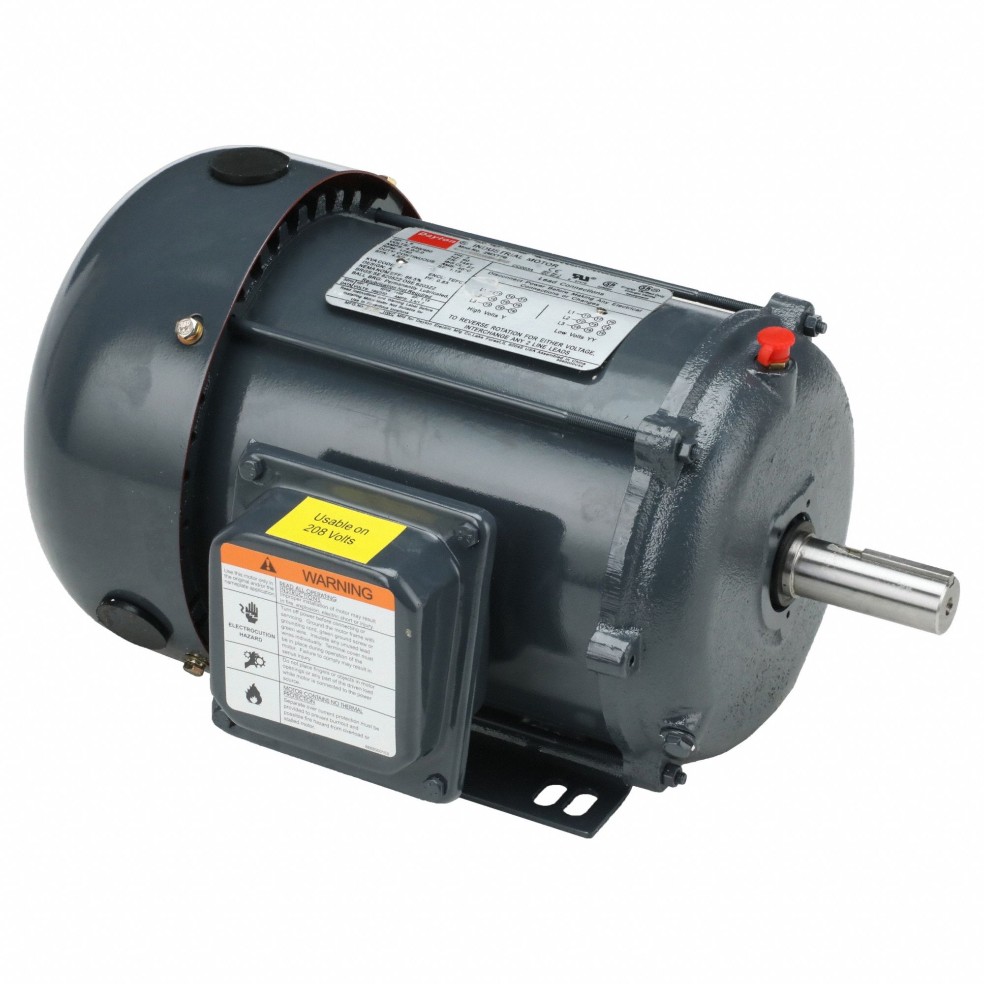 General Purpose Motor: Totally Enclosed Fan Cooled, Rigid Base Mount, 1 1/2 HP, 230/460V AC