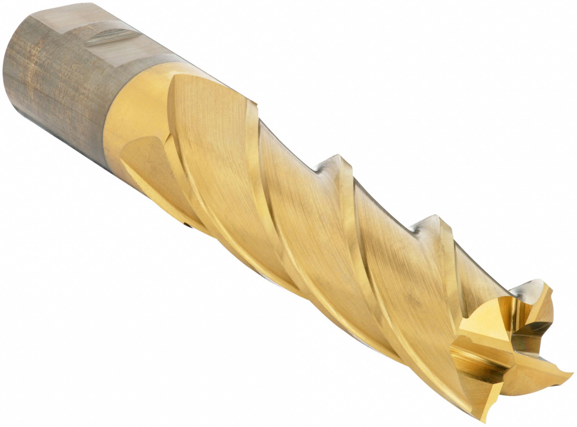 Square End Mill: Cobalt, TiN Coated, 4 Flute, 1-1/4" Mill Dia, 2" LOC, 4-1/2" OAL