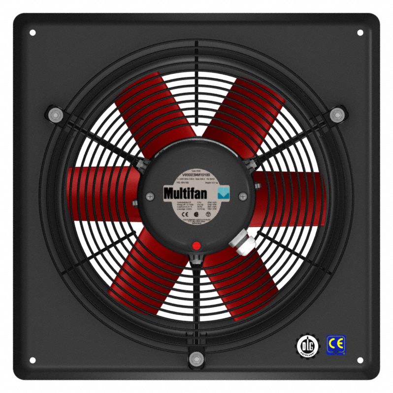 EXHAUST FAN, DIRECT DRIVE, 12 IN BLADE, 1/16 HP, 1,330 CFM, 120V AC, 1 PH, TOTALLY ENCLOSED