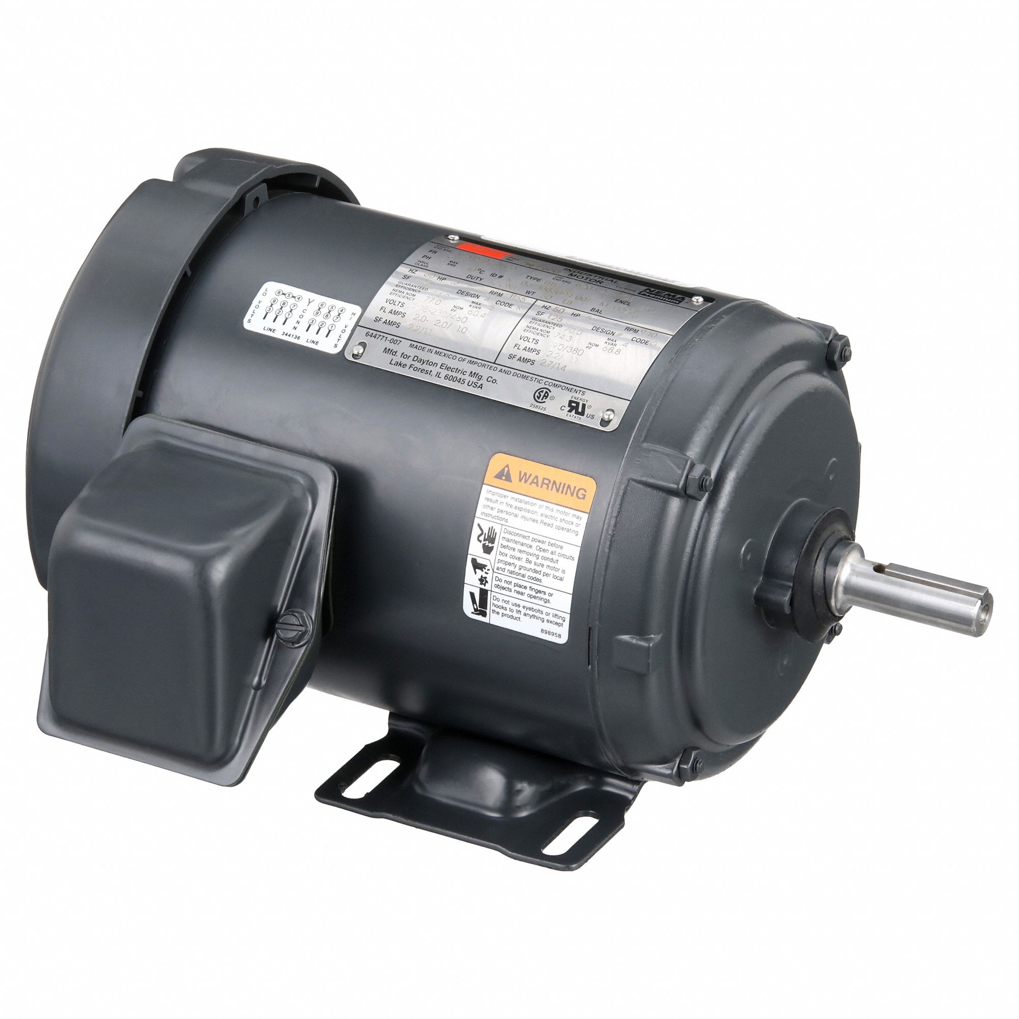 General Purpose Motor: Totally Enclosed Fan Cooled, Rigid Base Mount, 1/2 HP, 230/460V AC