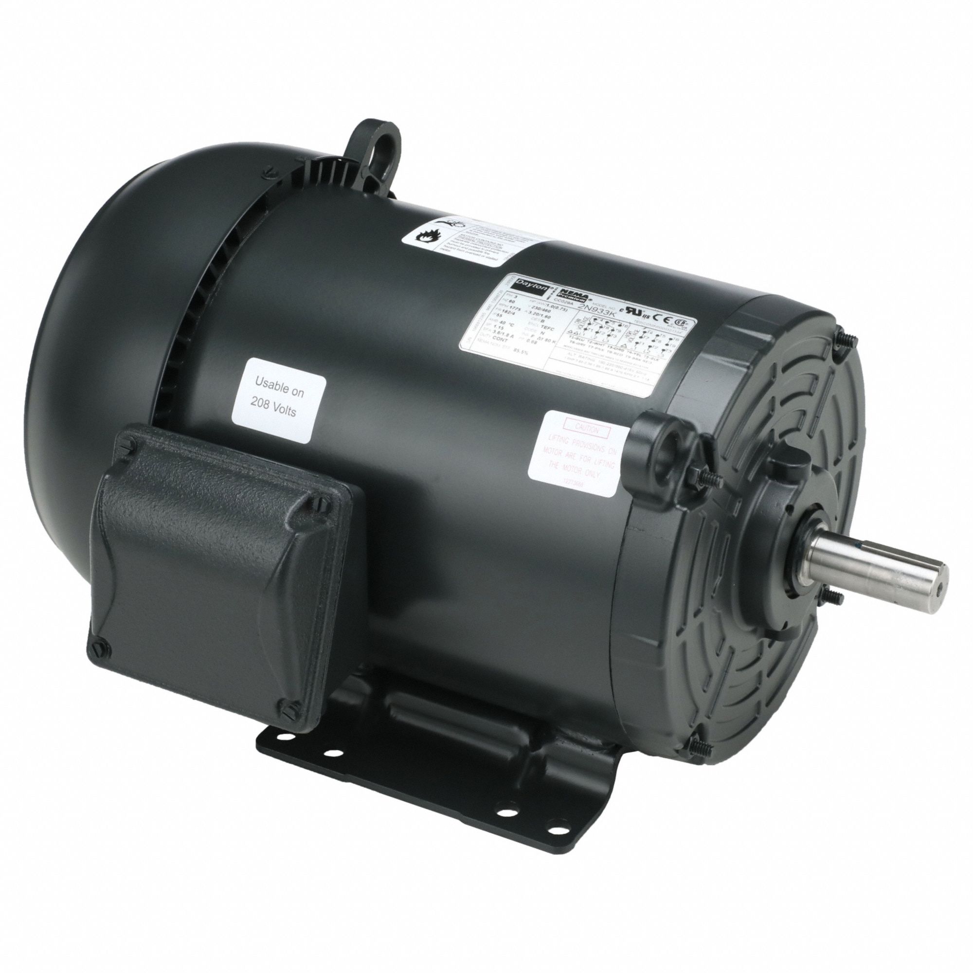 General Purpose Motor: Totally Enclosed Fan Cooled, Rigid Base Mount, 1 HP, 230/460V AC