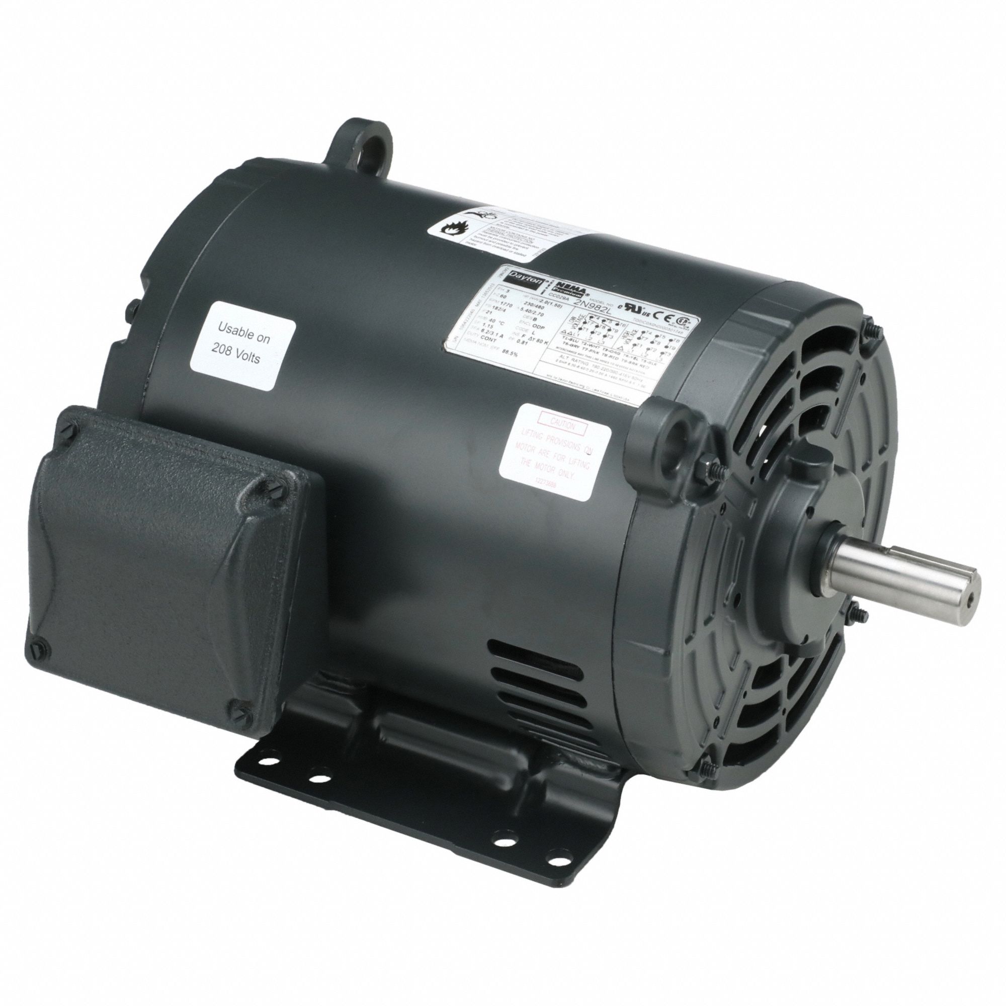 General Purpose Motor: Open Drip Proof, Rigid Base Mount, 2 HP, 1750 Nameplate RPM