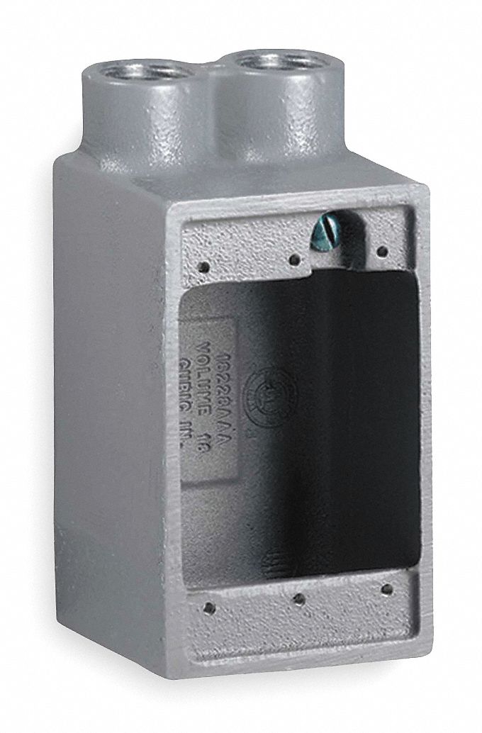 WEATHERPROOF ELECTRICAL BOX, IRON, 1 GANG, ¾ IN HUB SIZE, 28.5 CU IN CAPACITY