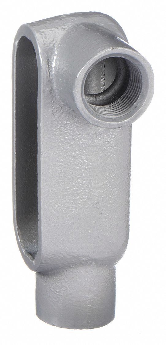 Conduit Outlet Body: Iron, 1 1/2 in Trade Size, LL Body, 26 cu in Body Capacity, Threaded Hub