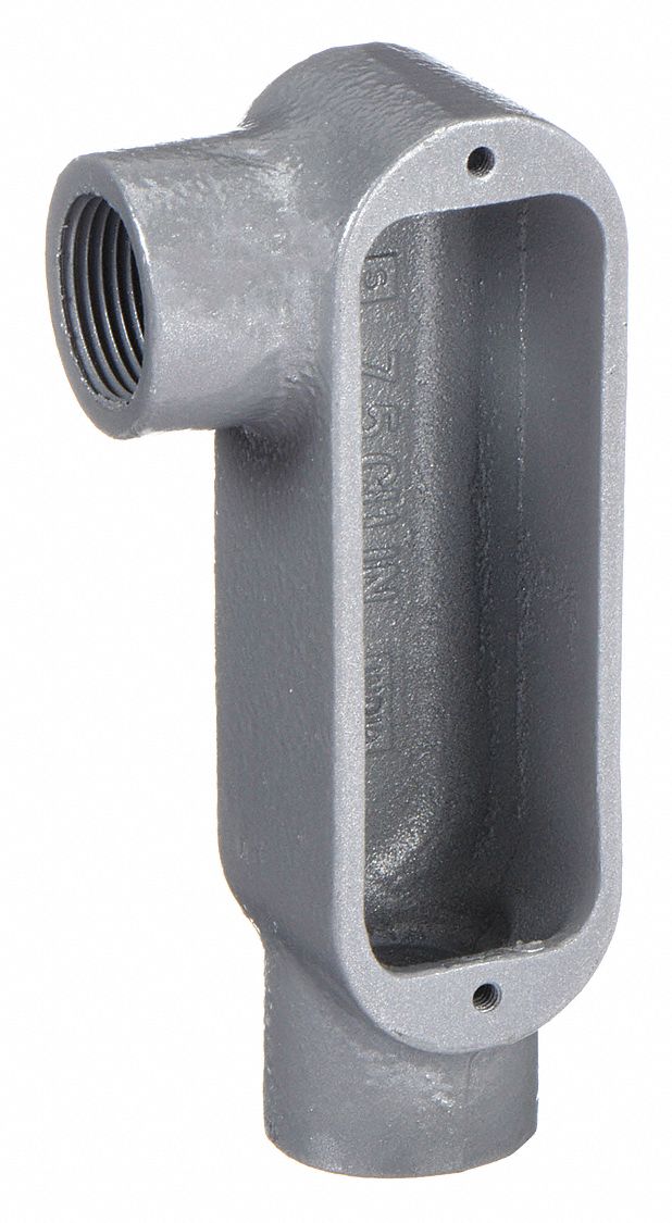 Conduit Outlet Body: Iron, 1 1/2 in Trade Size, LR Body, 36 cu in Body Capacity, Threaded Hub