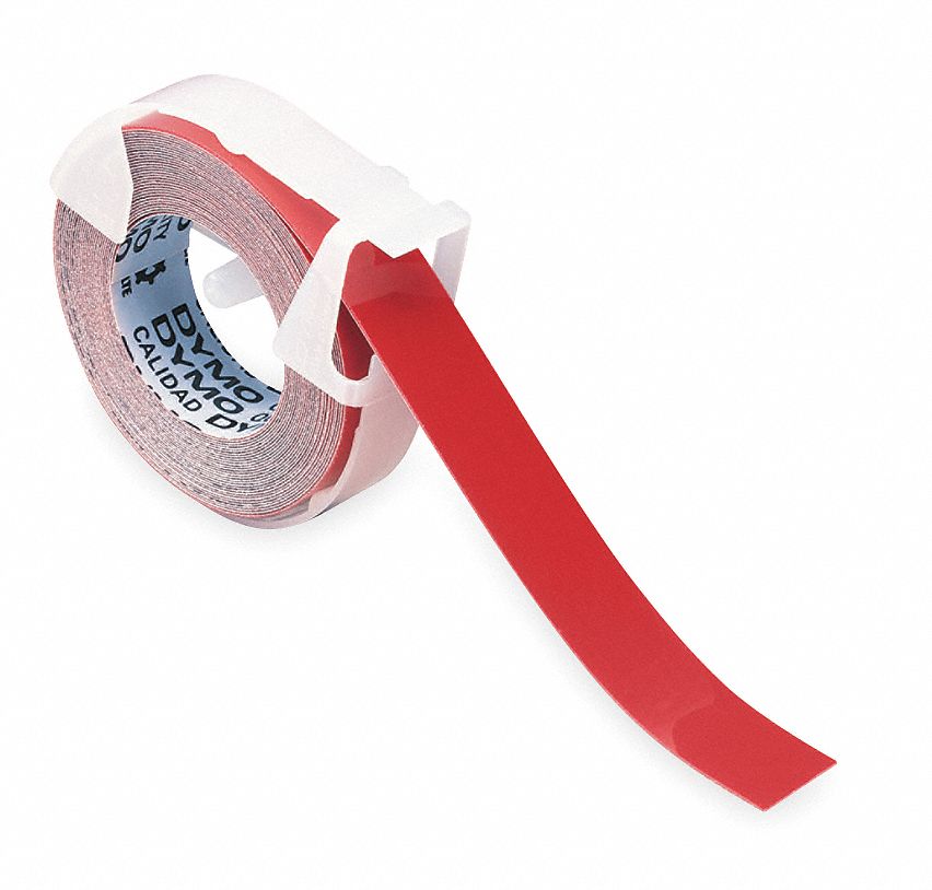 LABEL TAPE ROLL,RED,12 FT. L,3/8 IN