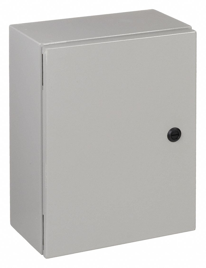 Enclosure: Steel, 16 in x 12 in x 6 in, NEMA 12/13/3R/4, Solid Cover, Hinged