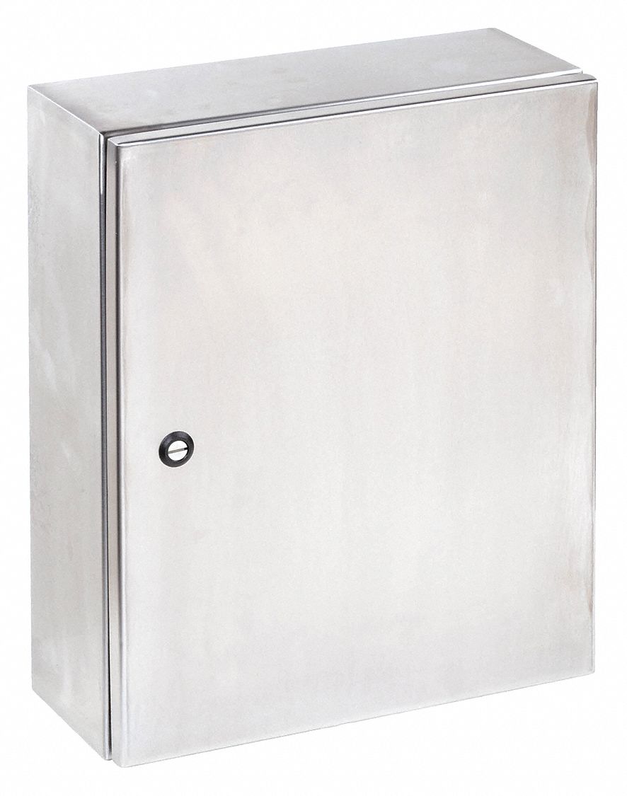 Enclosure: 304 Stainless Steel, 24 in x 16 in x 8 in, NEMA 12/13/3R/4/4X, Solid Cover