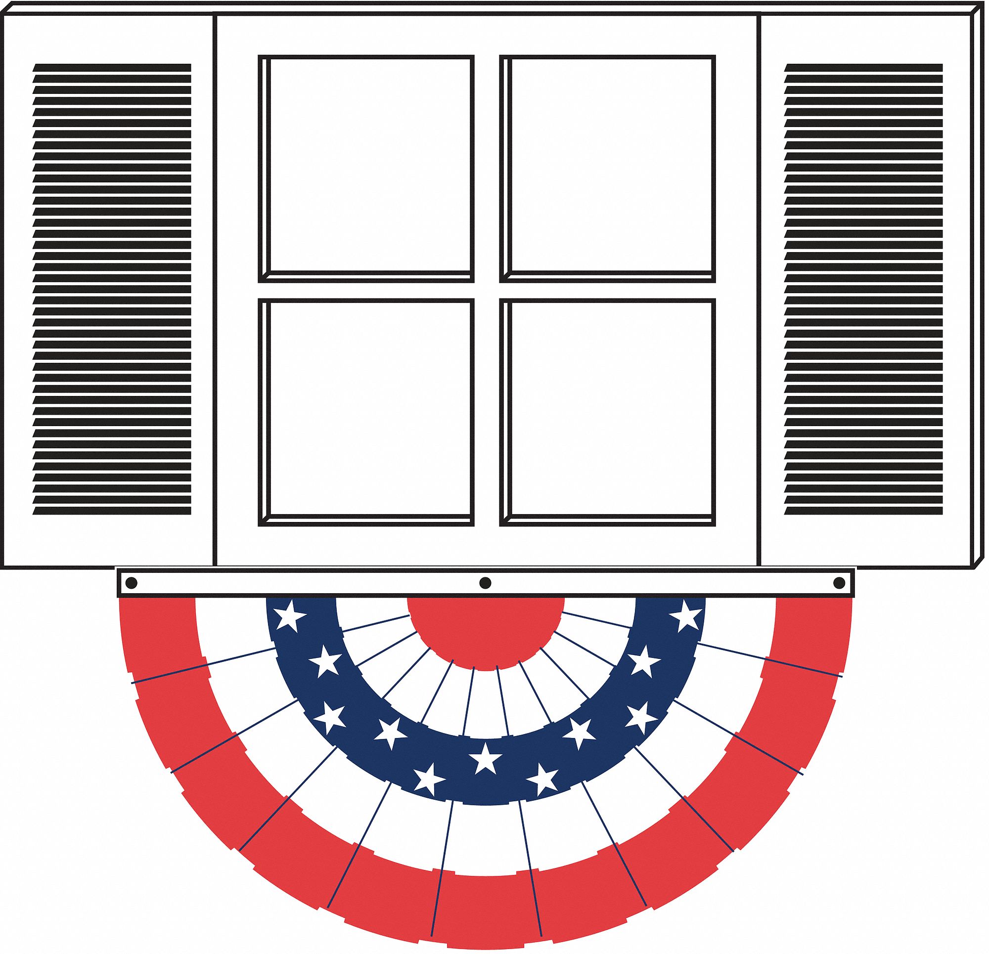 US Bunting Fan: Nylon, Indoor/Outdoor, 3 ft Overall Ht, 6 ft Overall Wd, 3 ft x 6 ft