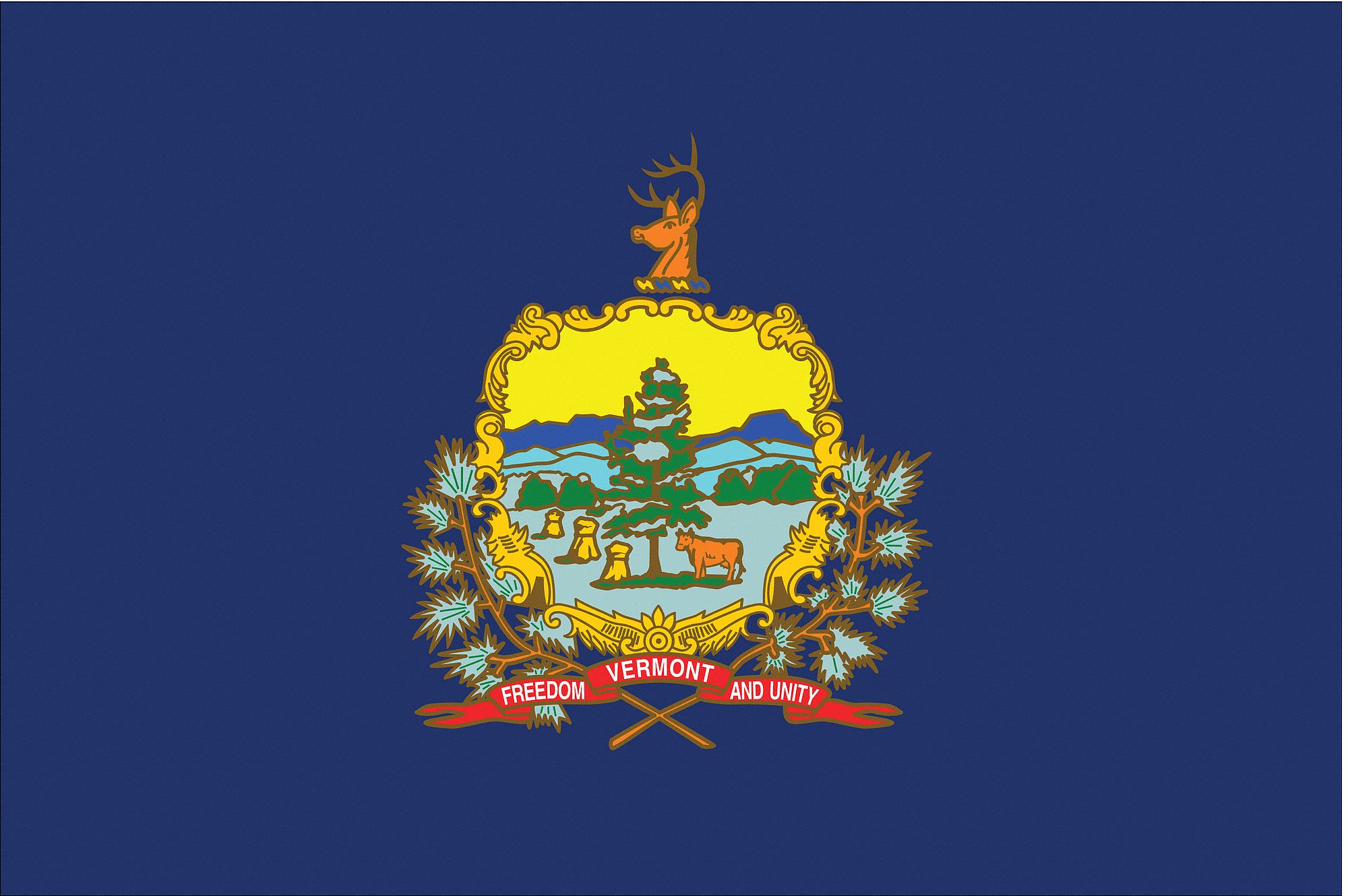 NYLGLO Vermont State Flag, 3 ftH x 5 ftW, Outdoor 2NEN9145460 Grainger