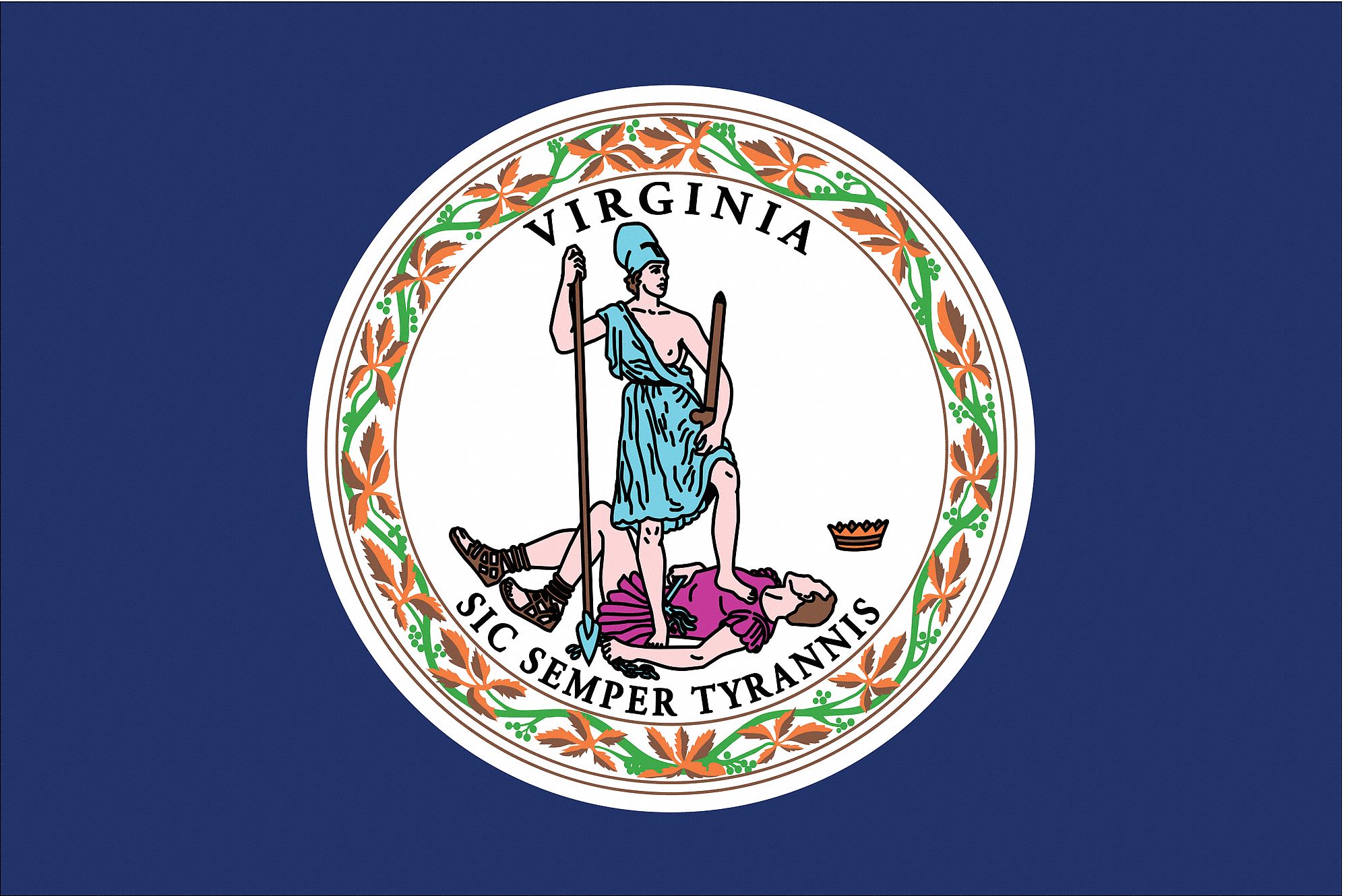 Virginia State Flag: Nylon, Outdoor, 3 ft x 5 ft, State Flags, State