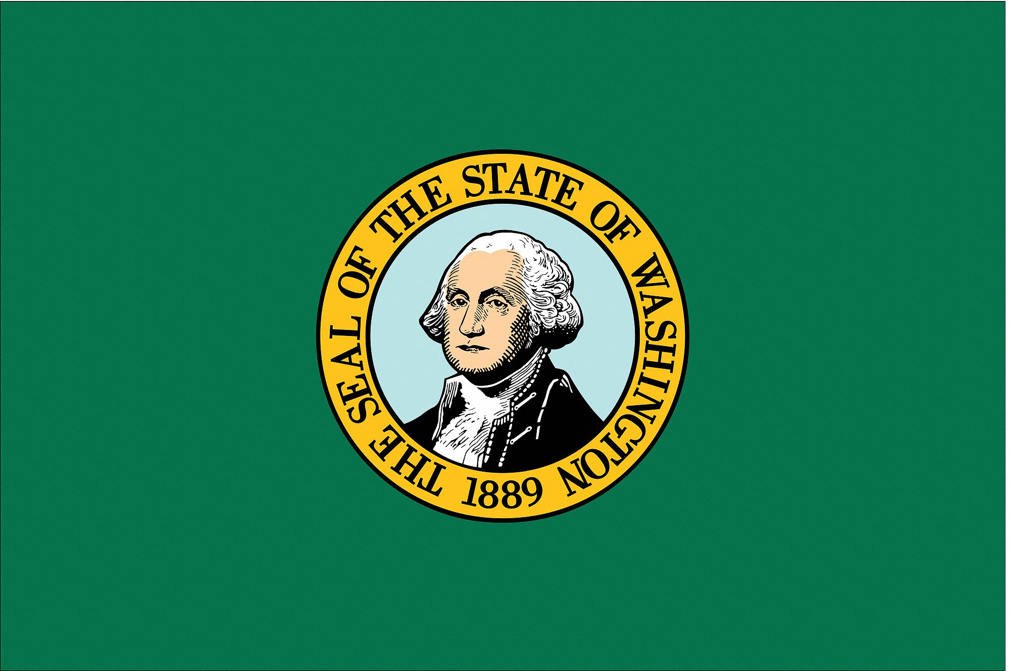 NYLGLO Washington State Flag, 3 ftH x 5 ftW, Outdoor 2NEP2145760