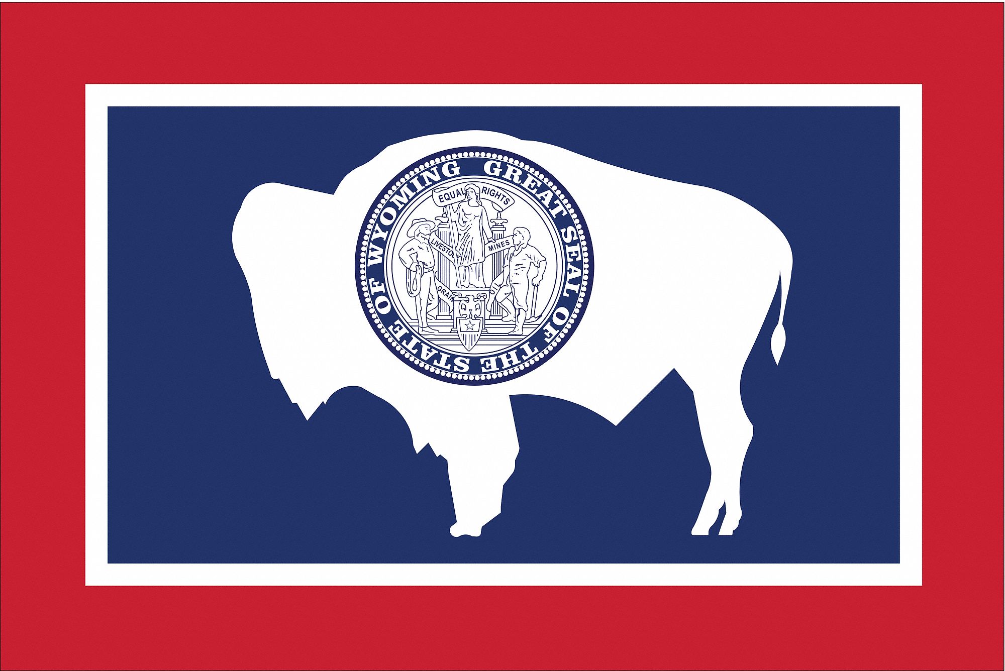 NYLGLO Wyoming State Flag, 3 ftH x 5 ftW, Outdoor 2NEP5146160 Grainger