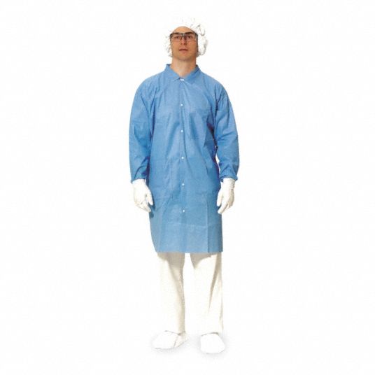Disposable Cleanroom Coat, M, Blue, PK 30 Grainger