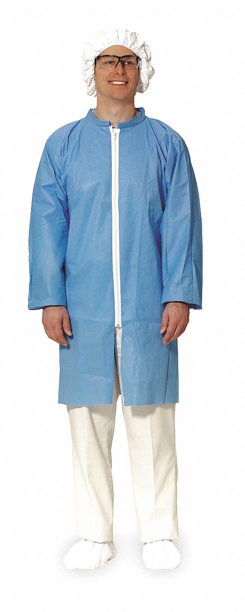 Disposable Cleanroom Coat, L, White, PK 30 - Grainger