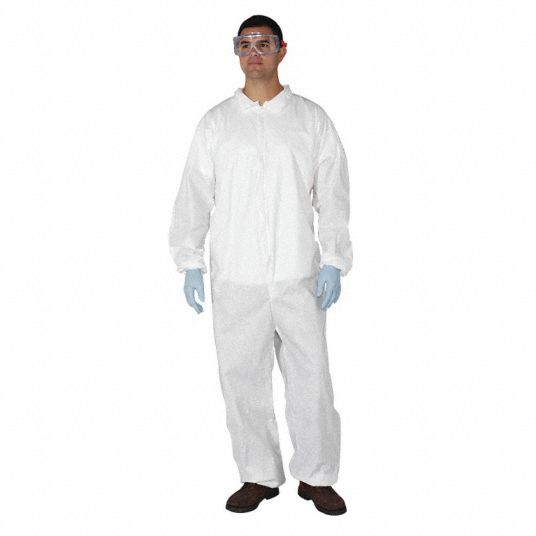 DUPONT Collared Disposable Coveralls 9Y460SR181SWHMD002500 Grainger