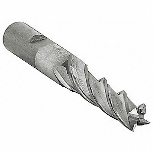 SQUARE END MILL, CENTRE CUTTING, 4 FLUTES, 7/16 IN MILLING DIAMETER, 1¾ IN CUT, HSS
