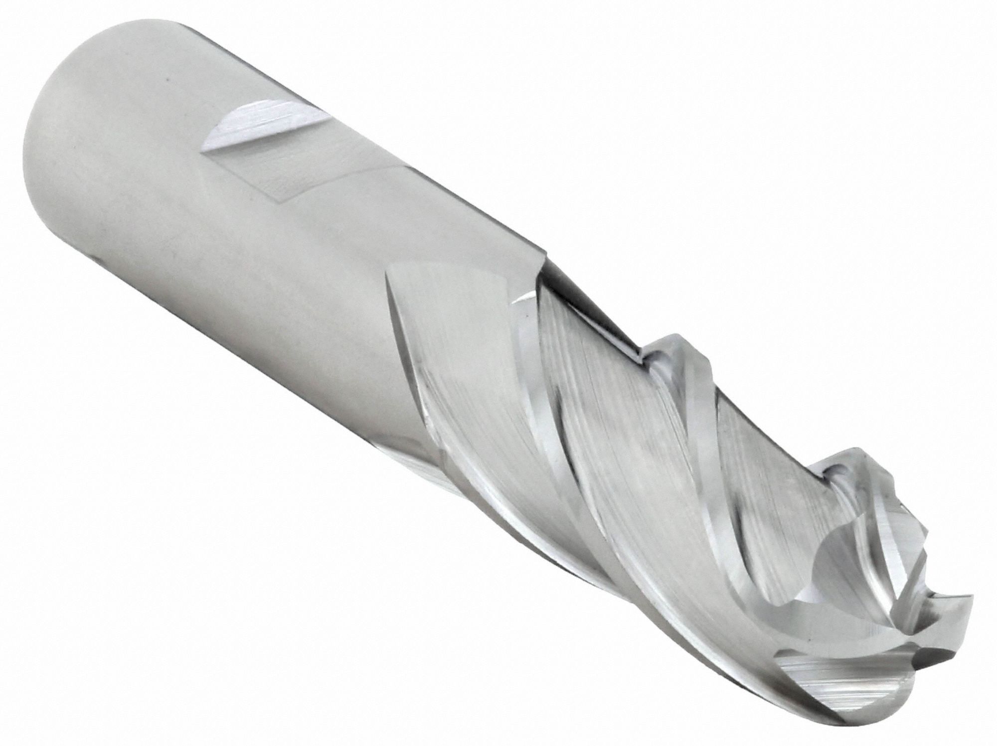 BALL END MILL, 4 FLUTES, ½ IN MILLING DIAMETER, 1¼ IN CUT, 3.2 IN L, HIGH SPEED STEEL