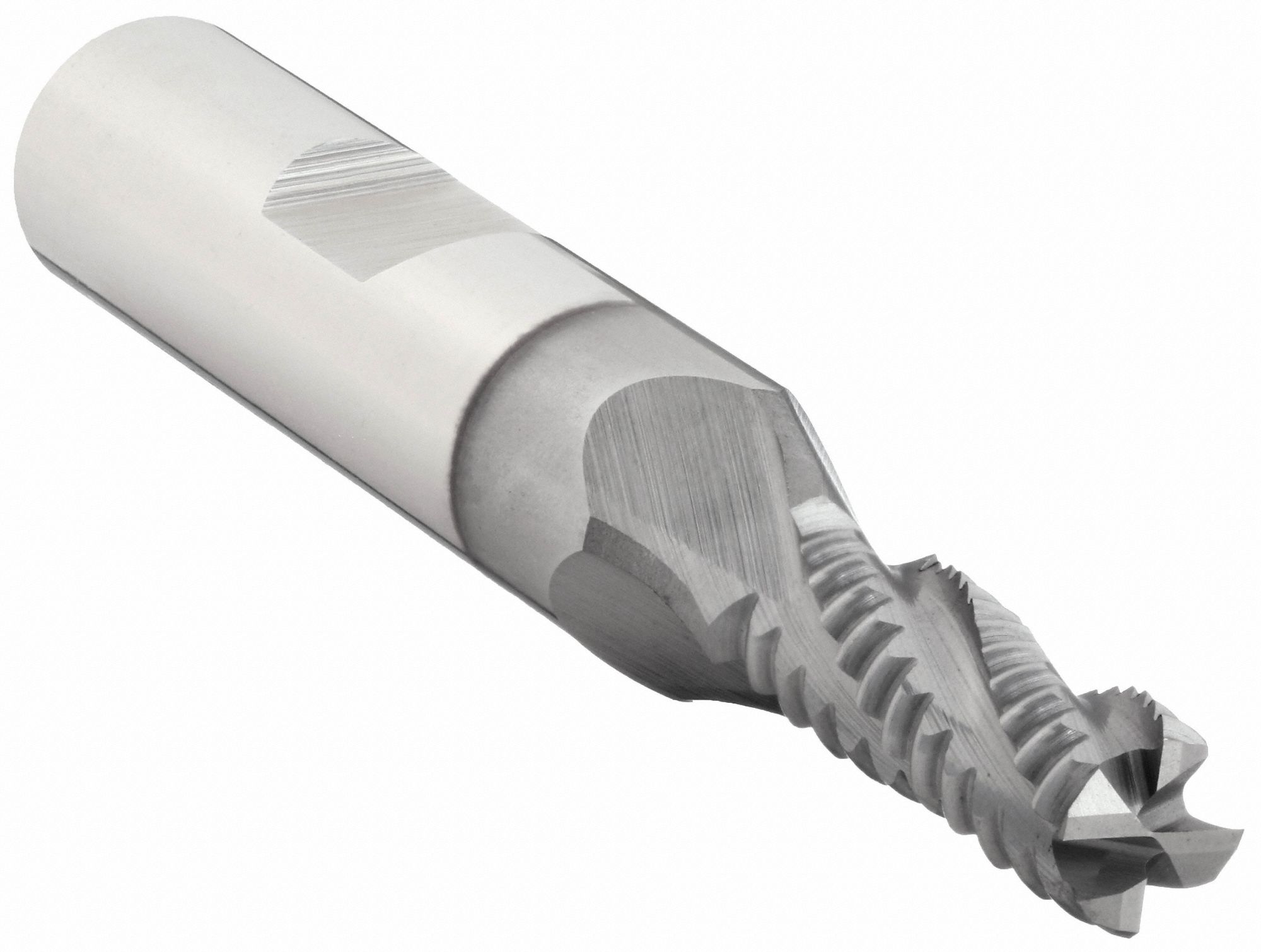 Roughing End Mill: Cobalt, TiCN Coated, 4 Flute, Coarse Pitch, 3/8" Mill Dia, 3/4" LOC