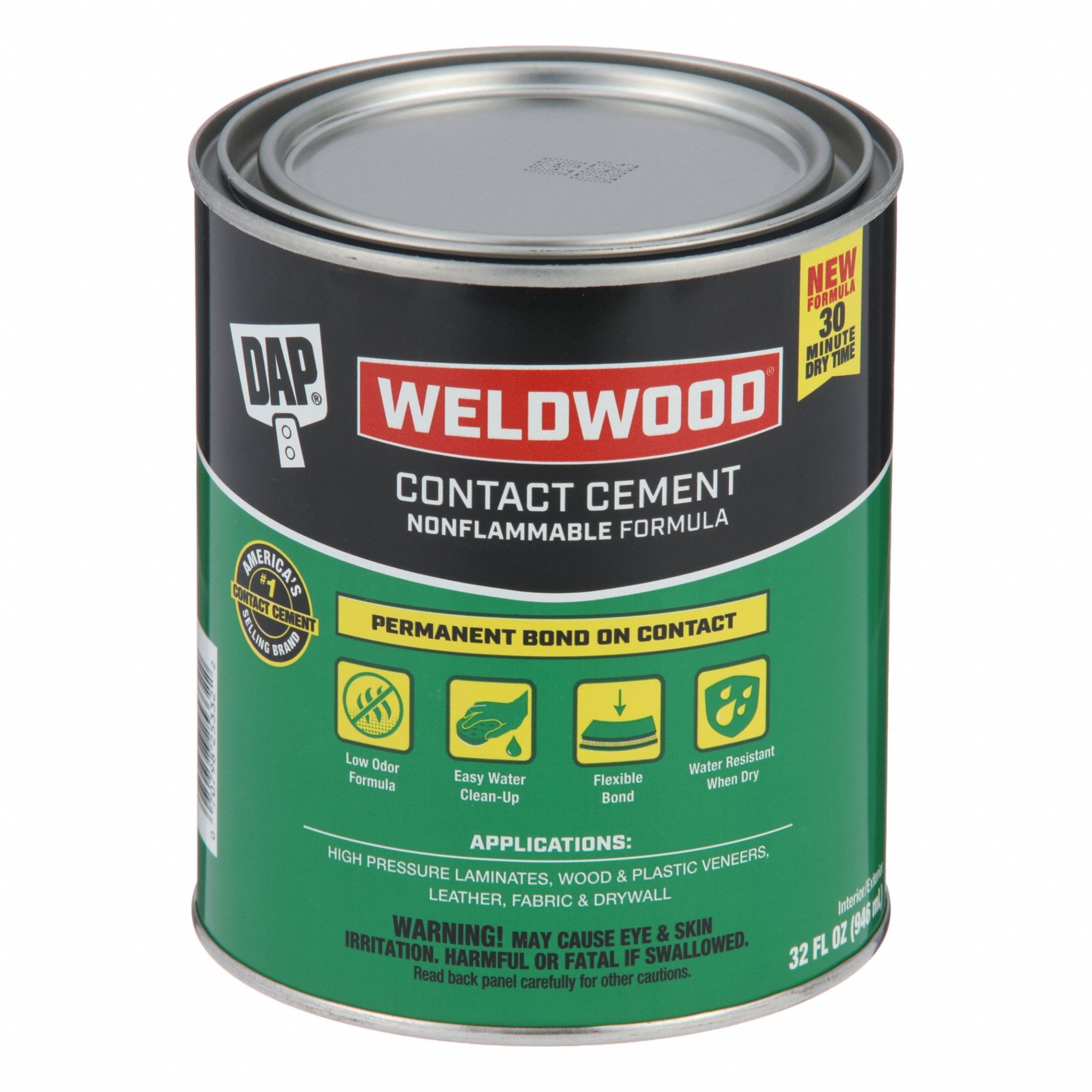 Contact Cement: Weldwood Nonflammable, 32 fl oz, Aerosol Can, Tan, Low Odor