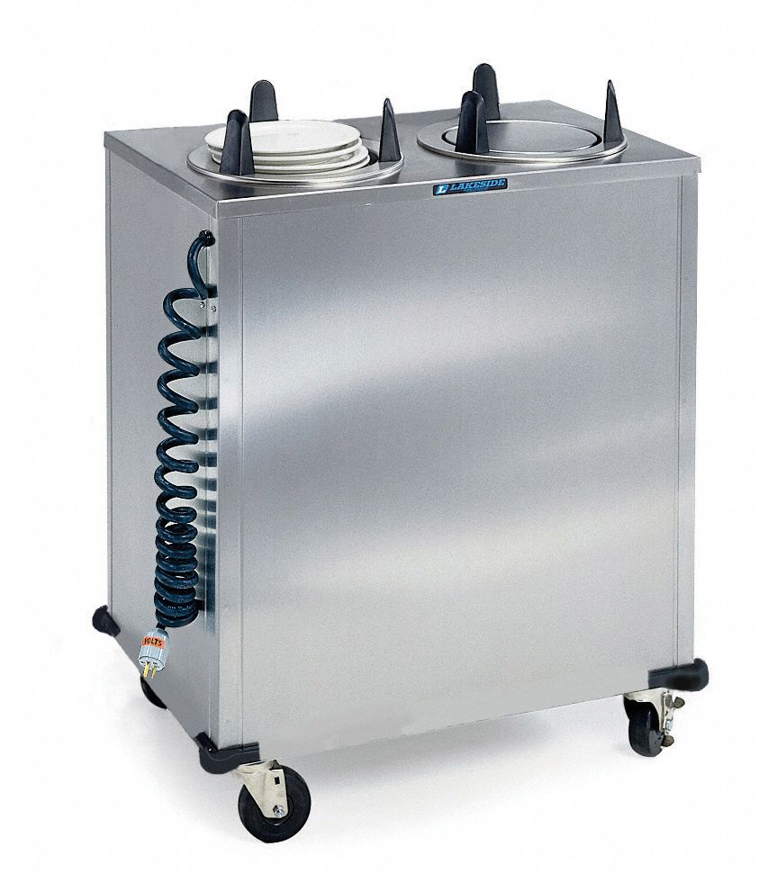 Plate Dispenser Cart: Heated, 9 1/8 in Plate Size, 39 7/8 in Overall Ht, 32 in Overall Lg