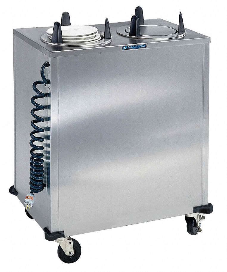 Plate Dispenser Cart: Heated, 10 1/8 in Plate Size, 39 7/8 in Overall Ht, 32 in Overall Lg