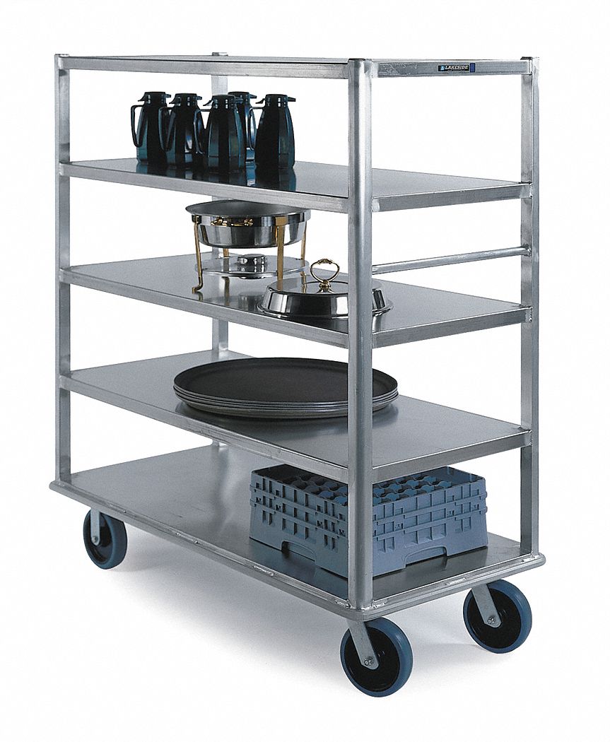 2NKN5 - Banquet Cart Aluminum 5 Shelves 64x27