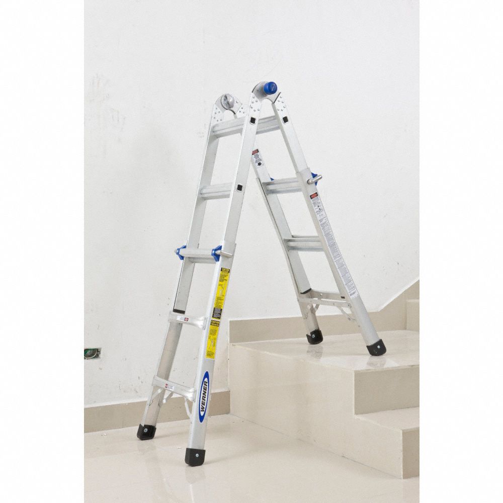 WERNER 13 ft Aluminum Multipurpose Ladder, 300 lb Load Capacity, 31.5