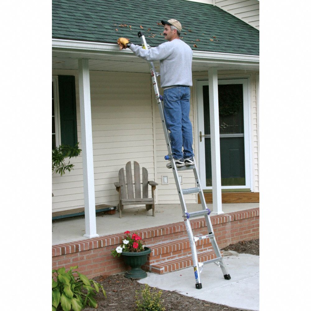 WERNER 13 ft Aluminum Multipurpose Ladder, 300 lb Load Capacity, 31.5