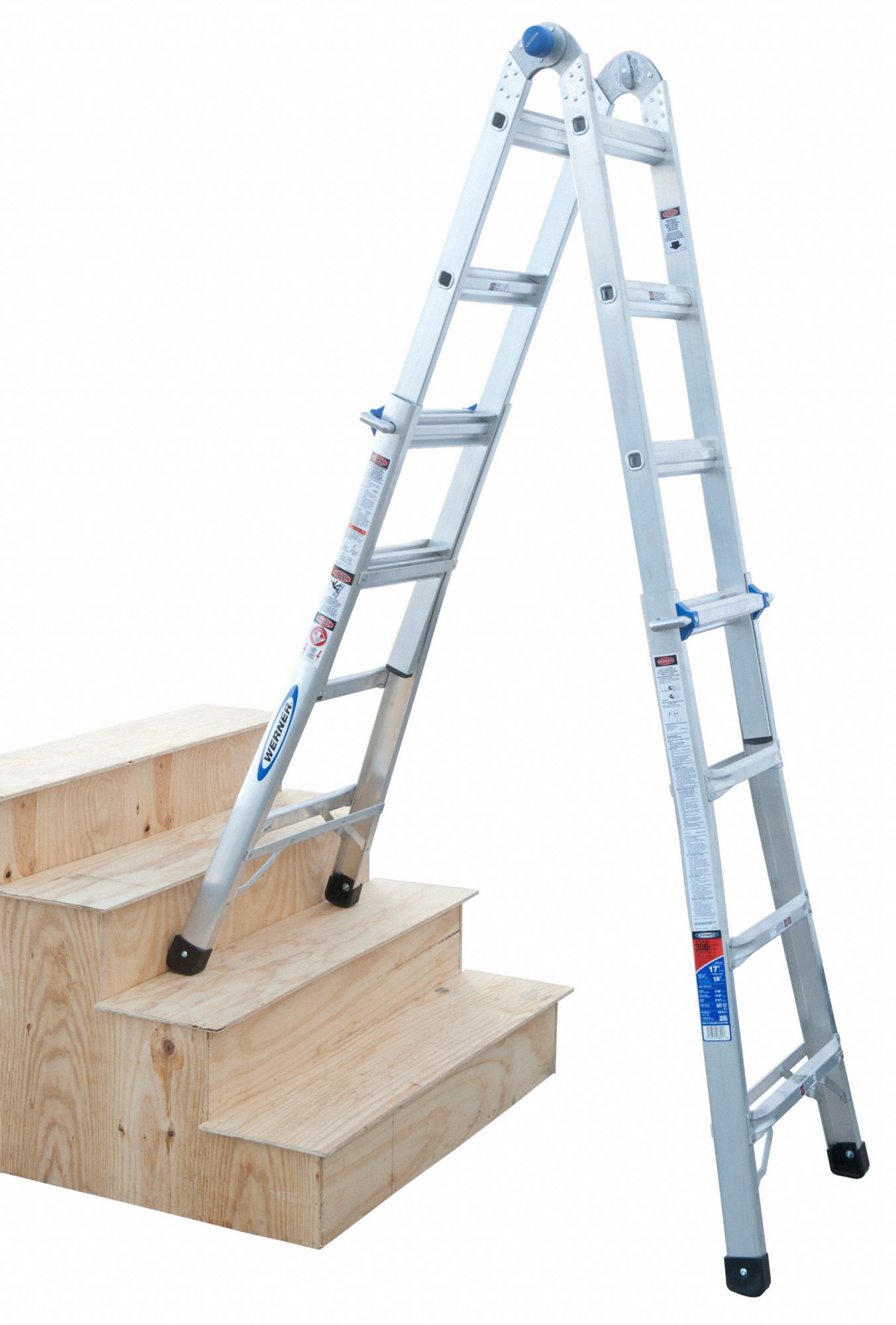 WERNER Multipurpose Ladder 15 ft Extended Ladder Ht, 4 to 7 ft, 2 ft
