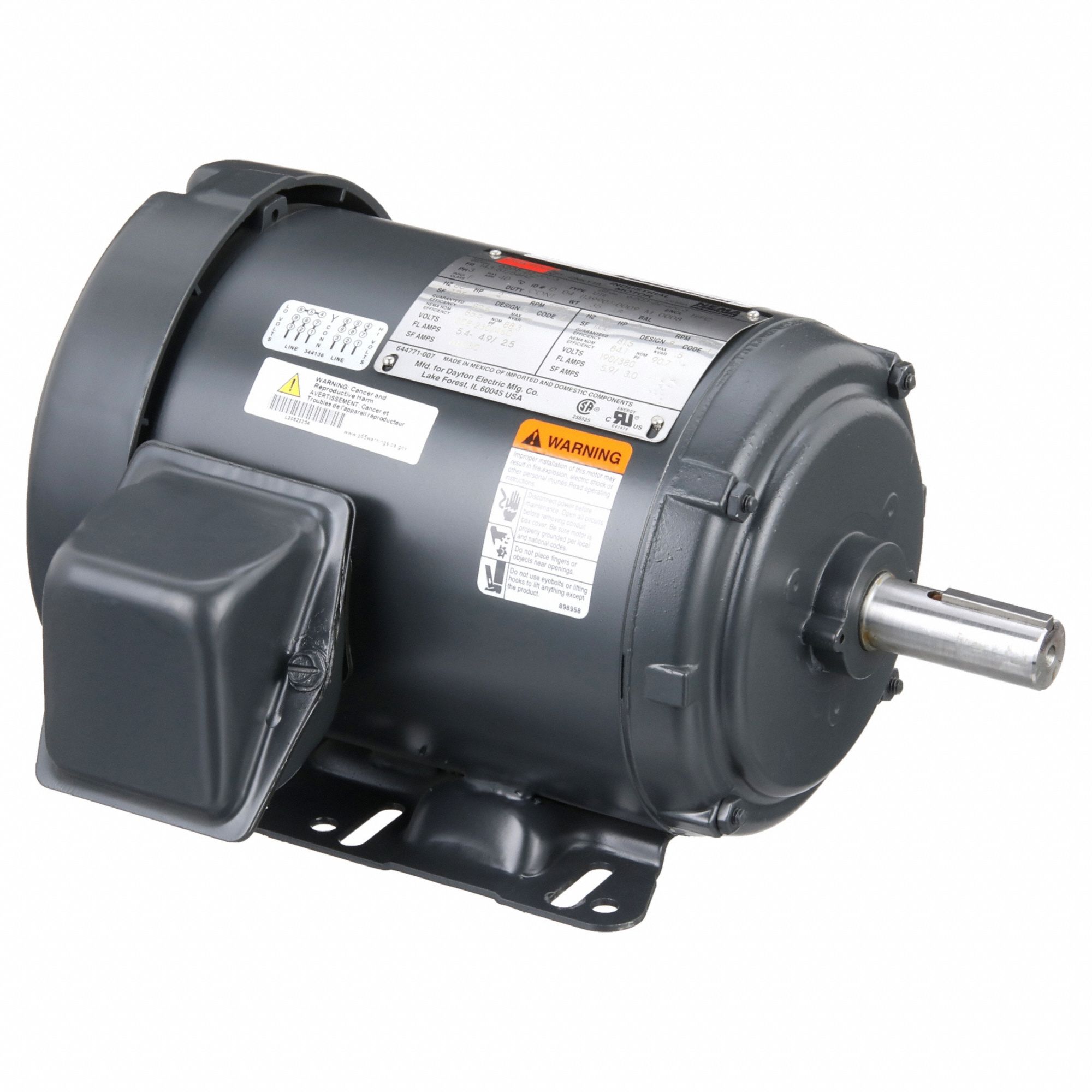 General Purpose Motor: Totally Enclosed Fan Cooled, Rigid Base Mount, 2 HP, 230/460V AC
