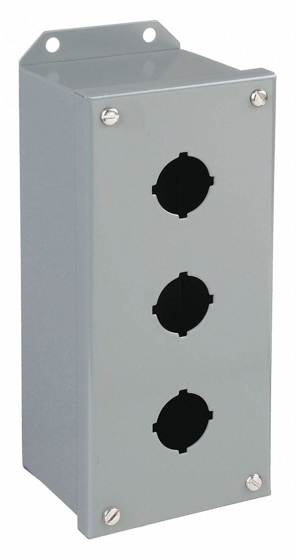 PUSH BUTTON ENCLOSURE, 30 MM, 3 HOLES, CARBON STEEL, NEMA 13/3