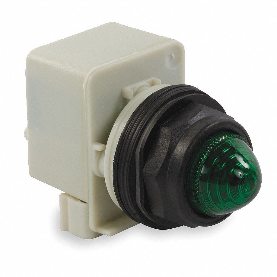 Pilot Light: 30 mm Panel Mounting Size, Green, Incandescent, 9001SK Series