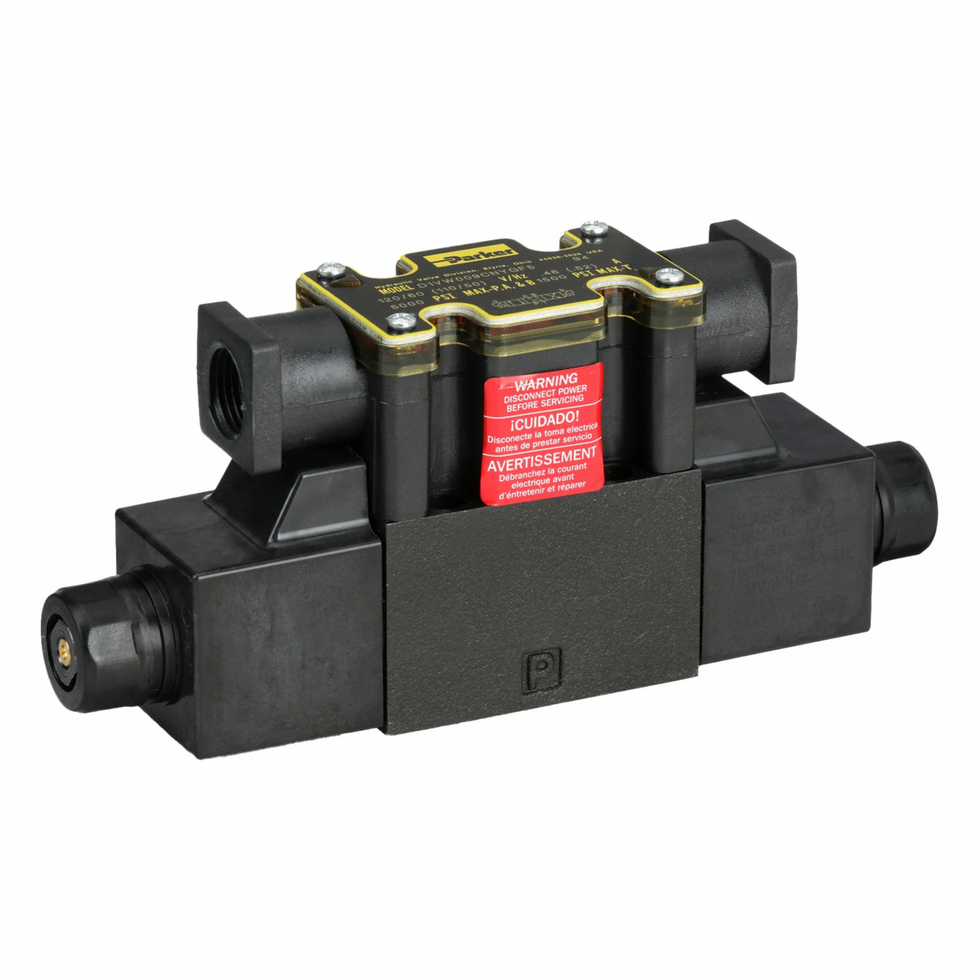 Hydraulic Directional Valve: 12.5 gpm Max Flow Rate, D03 NFPA Size, Three Positions, 115V AC