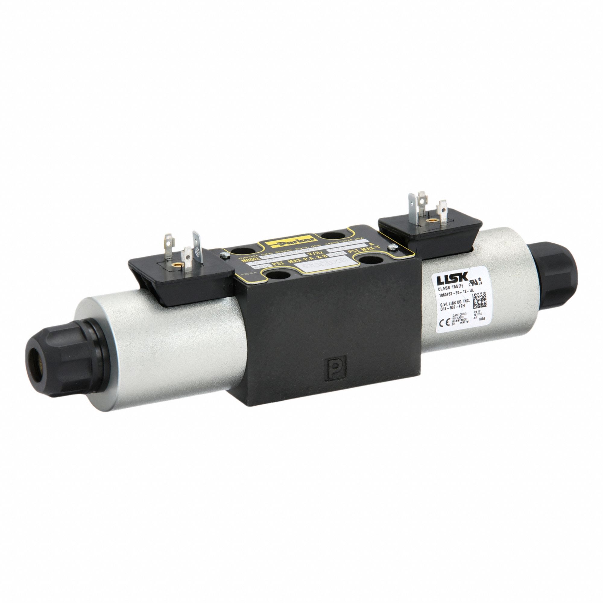 Hydraulic Directional Valve: 13.3 gpm Max Flow Rate, D03 NFPA Size, Three Positions, 12V DC