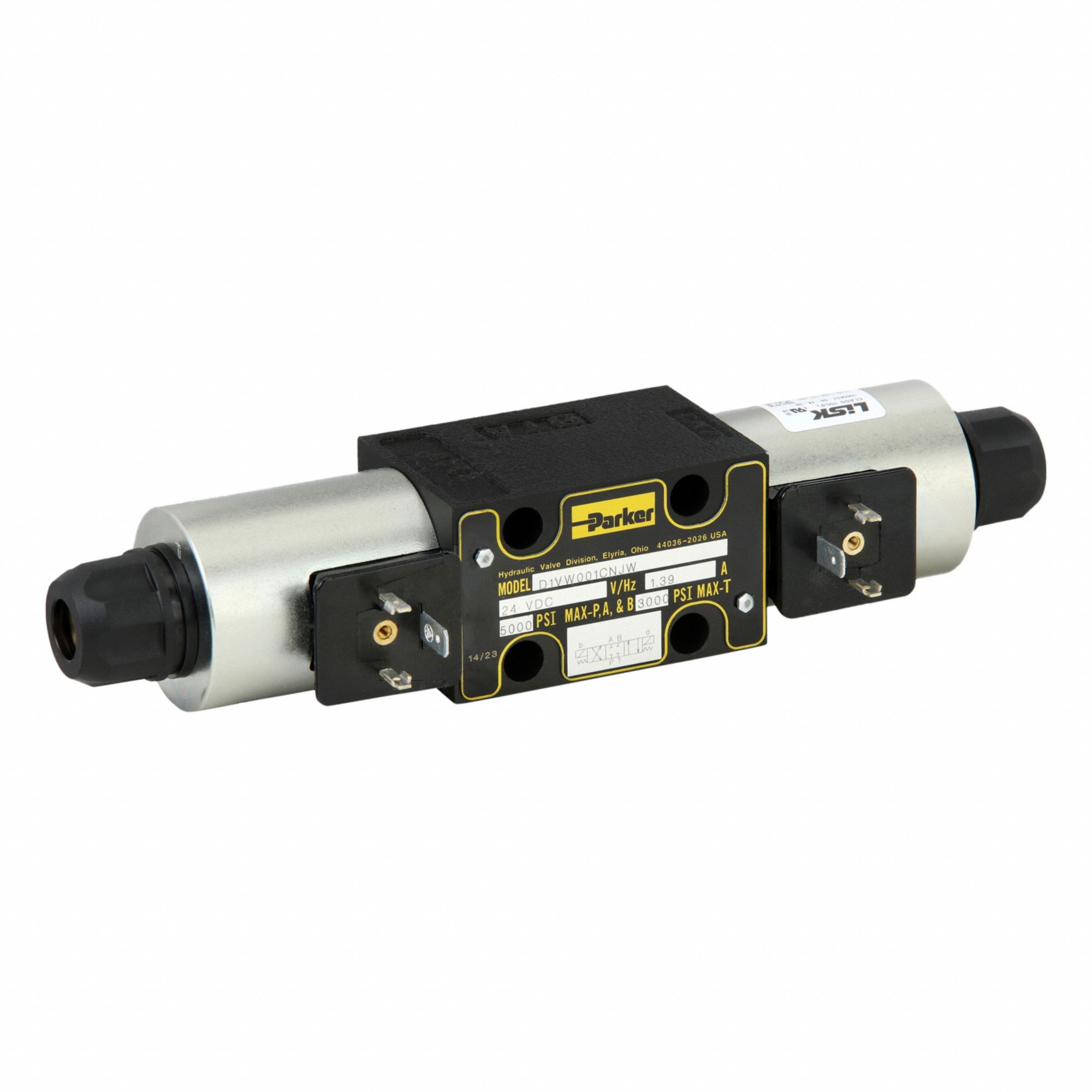 Hydraulic Directional Valve: 21.1 gpm Max Flow Rate, D03 NFPA Size, Three Positions, 24V DC