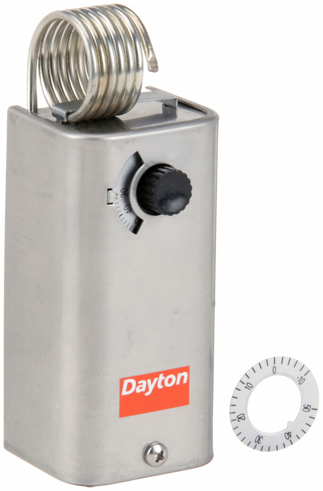 LINE VOLT MECHANICAL THERMOSTAT, HEAT/COOL, STAINLESS STEEL, 30 °  TO 110 ° F, 3-1/2 ° F