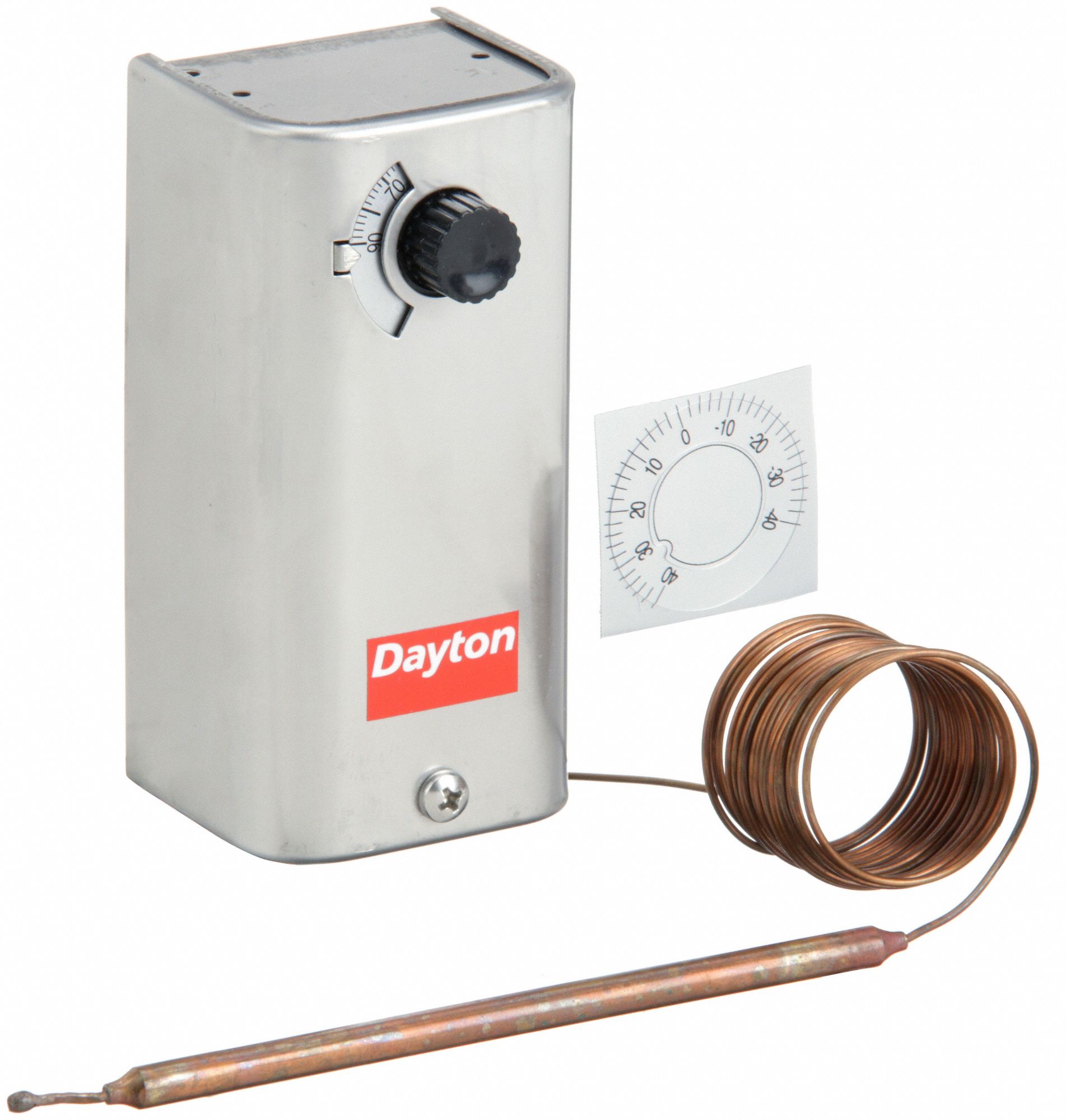 LINE VOLT MECHANICAL THERMOSTAT, -30 °  TO 90 ° F, STAINLESS STEEL, FIXED, 3 ° F, 120V/240V/277V AC