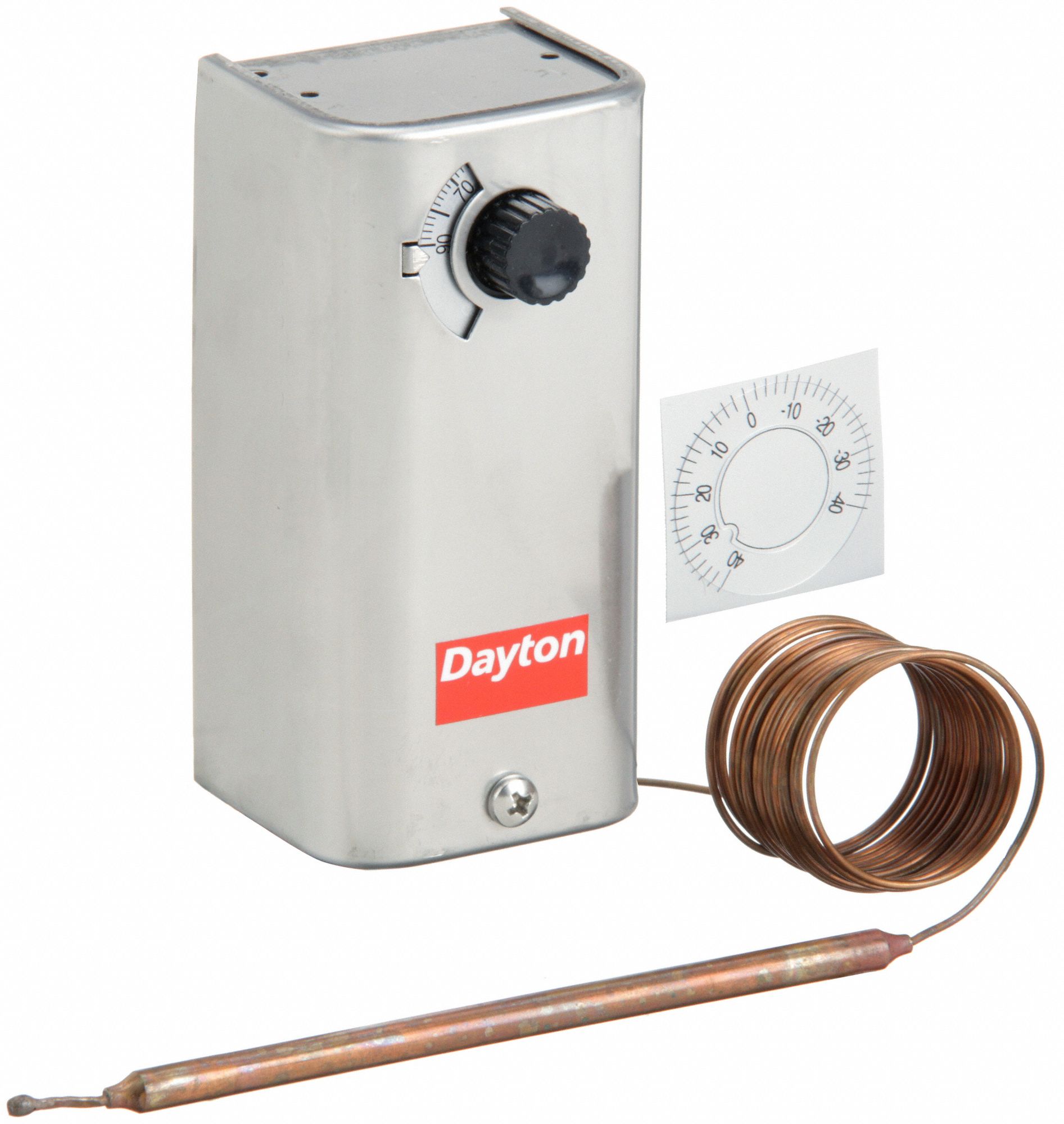 LINE VOLT MECHANICAL THERMOSTAT, -30 °  TO 90 ° F, STAINLESS STEEL, FIXED, 3 ° F, 120V/240V/277V AC