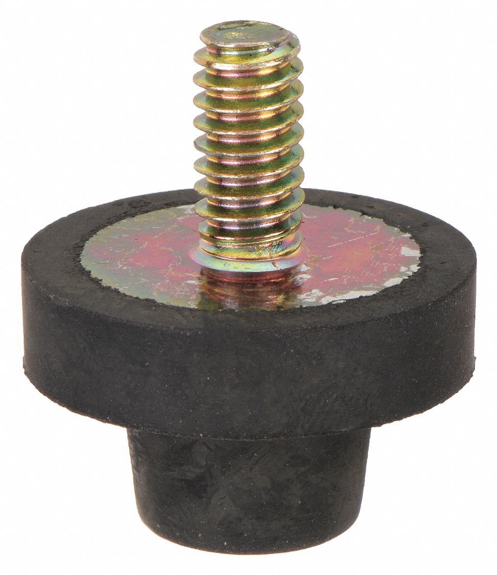 Vibration-Isolating Mount: Cylindrical, Male x Non-Threaded Style, 1/4"-20 Thread Size
