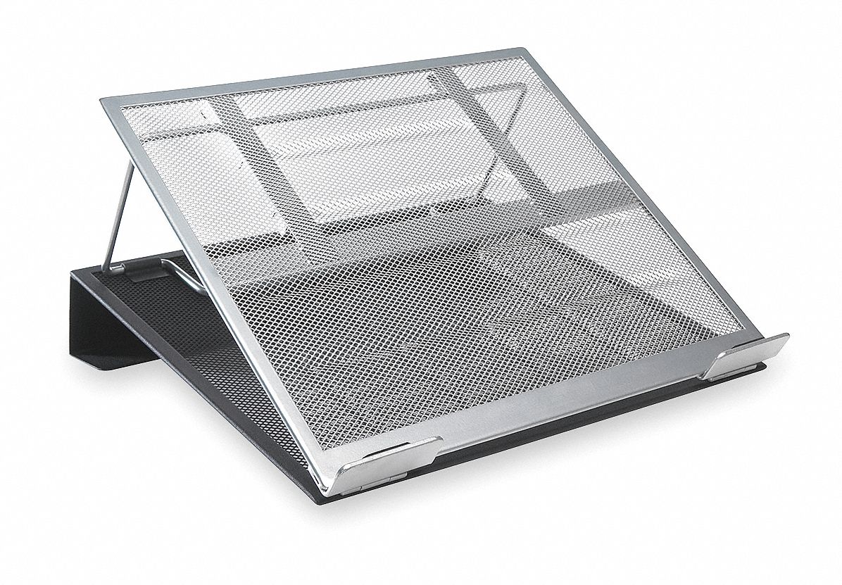 Laptop Stand: Metal, Black/Silver, 15 lb Wt Capacity