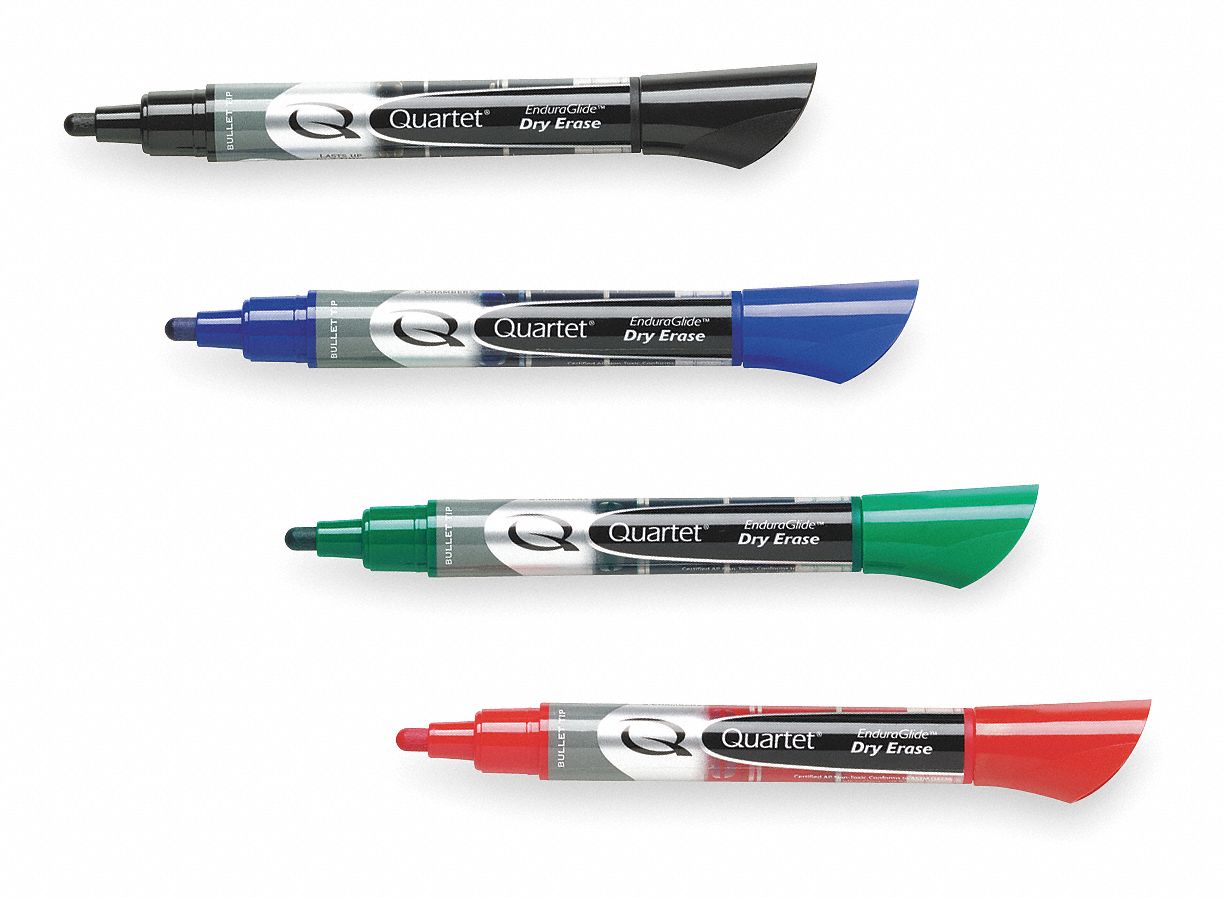 QUARTET Dry Erase Markers, Bullet, Marker Cap Capped, Barrel Type